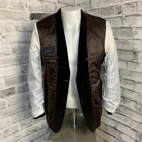 Banana Republic Velvet Blazer Sport Coat Mens 40S Black Tailored Fit Two Button - Picture 8 of 16